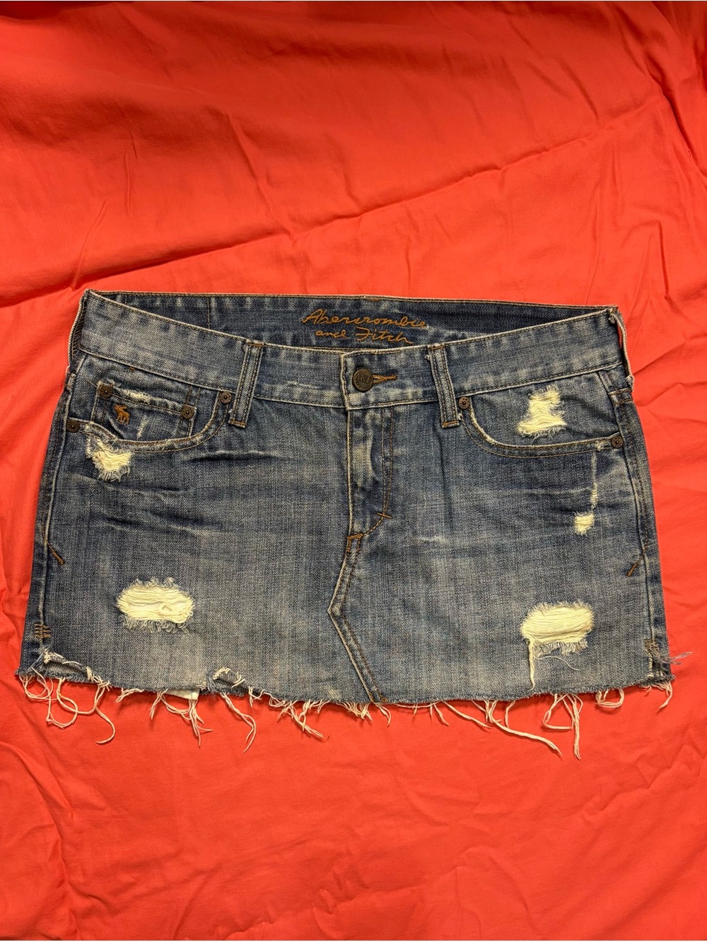 Abercrombie & Fitch Distressed Denim Mini Skirt - Vintage- Y2K